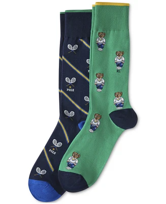 Polo Ralph Lauren Men's 2-Pk. Athletic Club Mini Bear Slack Socks