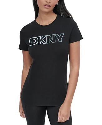 Dkny Sport Women's Ombre Outline-Logo Crewneck T-Shirt