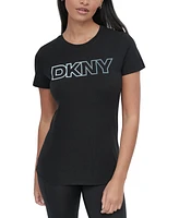 Dkny Sport Women's Ombre Outline-Logo Crewneck T-Shirt