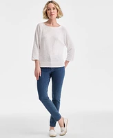 Charter Club Women's 3/4-Sleeve Linen-Blend Sweater, Exclusively at Macy's