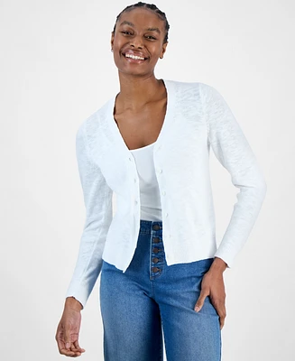 Charter Club Women's V-Neck Button-Front Linen-Blend Cardigan, Exclusively at Macy's