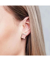 The Lovery Large Pink Pearl Clover Stud Earrings 14K Gold