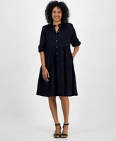 Style & Co Women's Cotton Smocked-Collar Tiered Dress, Exclusively at Macy's