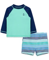 Little Me Baby Boys 2-Pc. Anchor Rash Guard & Swim Trunks Set