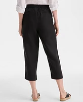 Charter Club Petite 100% Linen Contrast-Trim Cropped Pants, Exclusively at Macy's