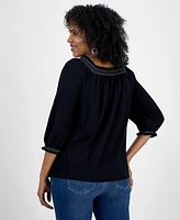 Style & Co Women's Smocked Square-Neck Top, Exclusively at Macy's