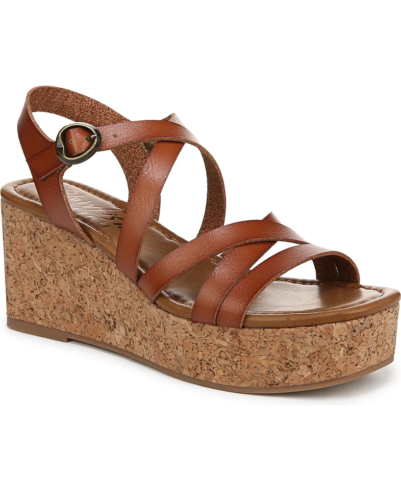 Blowfish Malibu Women's Aurora Open Square Toe Strappy Wedge Sandals