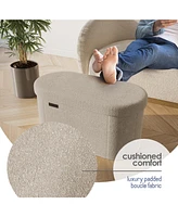 Ovel Boucle Ottoman Storage Bench-Modern Foot Stool