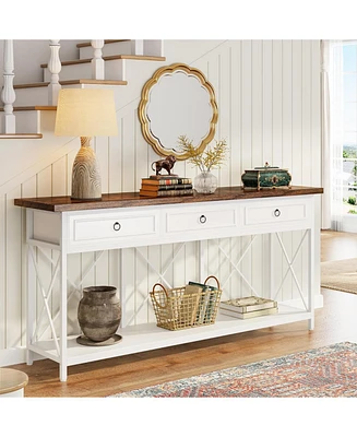 Tribesigns 70.8" Console Table with 3 Drawers, Farmhouse Entryway Table with Storage Shelf, Narrow Long Sofa Foyer Table for Entryway, Hallway