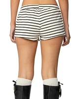 Edikted Womens Jordyn Striped Drawstring Shorts