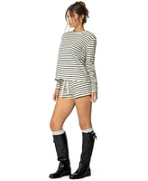 Edikted Womens Jordyn Striped Long Sleeve T Shirt