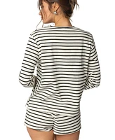 Edikted Womens Jordyn Striped Long Sleeve T Shirt