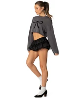 Edikted Womens Knit Bow Cropped Sweater