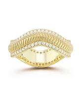 Rachel Zoe 14K Gold Plated Sterling Silver Ribbed Wave Band Ring