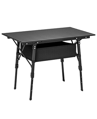 Outsunny 3ft Camping Table, Adjustable Height Small Folding