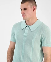 Guess Men's Mesh Stripe Elija Polo Shirt