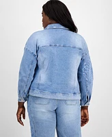 And Now This Trendy Plus Cutwork Button-Front Denim Jacket, Exclusively at Macy's