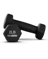 HolaHatha 2, 3, and 5 Pound Neoprene Dumbbell Free Hand Weight Set w/Rack, Black