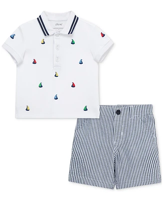 Little Me Baby Boys 2-Pc. Cotton Sailboat Polo Shirt & Shorts Set