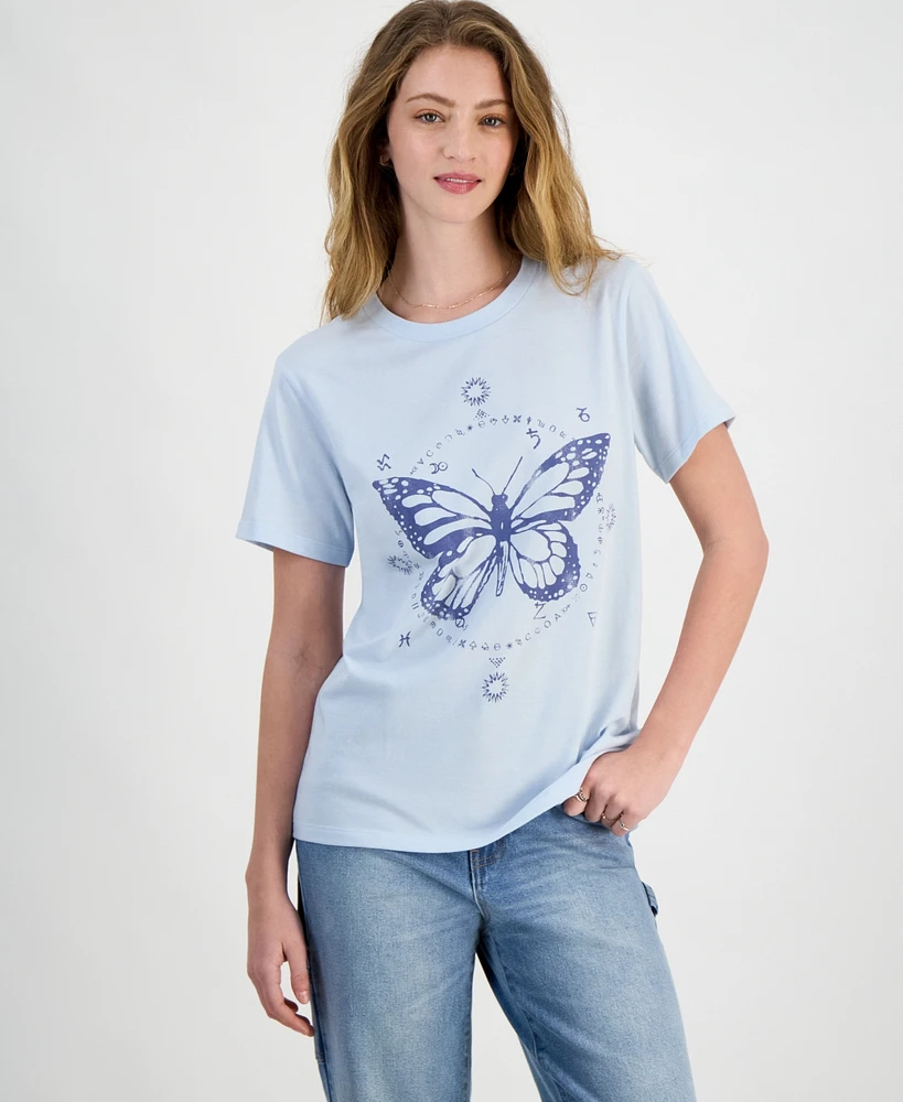 Grayson Threads, The Label Juniors' Celestial Butterfly Graphic T-Shirt