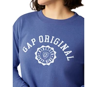 Gap Women's French Terry Crewneck Logo Pajama Top - Exclusively at Macy's