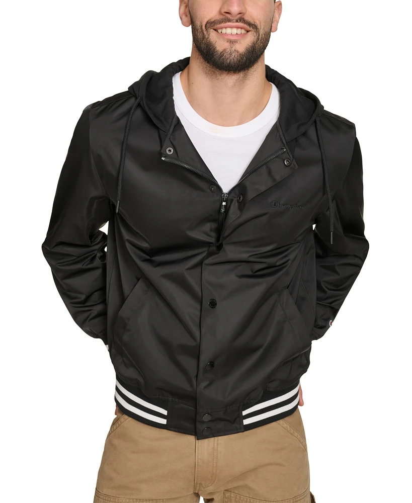 Champion Men's Jersey Hood Varsity Bomber Jacket