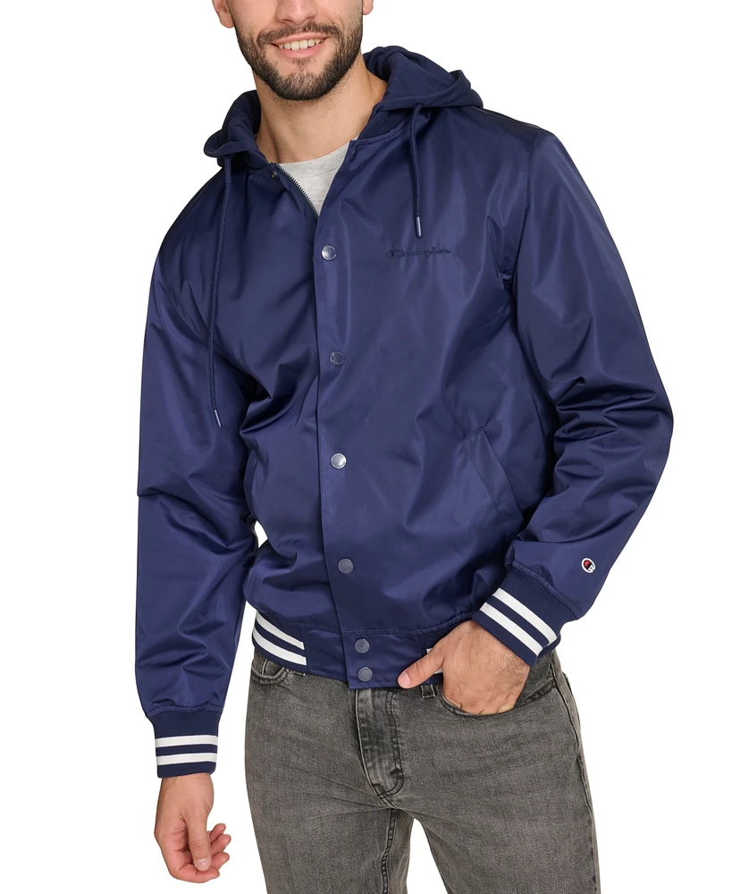 Champion Men's Jersey Hood Varsity Bomber Jacket