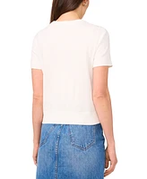 1.State Women's Cotton Crewneck Short-Sleeve Sweater