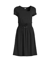 Lands' End Women's Cotton Modal Smocked Waist Dress