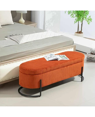 Upholstered Storage Ottoman Bench, Entryway End-of-Bed Bench for Bedroom & Living Room-The Pop Home