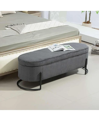 Upholstered Storage Ottoman Bench, Entryway End-of-Bed Bench for Bedroom & Living Room-The Pop Home