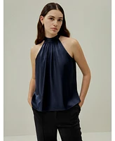 Minimalistic Allure Silk Halter Top for Women