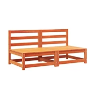 Patio Sofas Armless with Cushions 2 pcs Wax Brown Solid Wood Pine