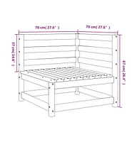 Patio Sofa Corner Wax Brown 27.6"x27.6"x26.4" Solid Wood Pine