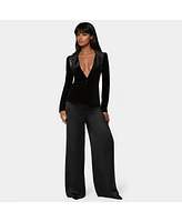 Bebe Women's X Ciara Corset Illusion Velour & Organza Tailored Blazer