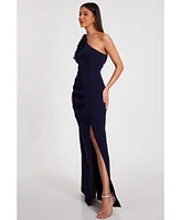 Quiz Women's One Shoulder Ruffle Trim Maxi Dress