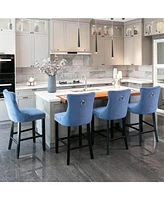 Velvet Bar Stools Set of 2, Button Tufted Upholstered Counter Height Chairs-The Pop Home