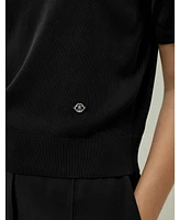 Sophisticated Dual-Knit Silk T-Shirt for Women