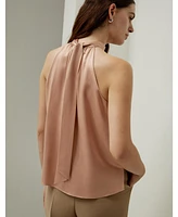 Graceful Breeze Silk Halter Top for Women