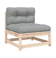 Patio Sofa Armless with Cushions Solid Wood Pine