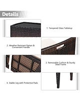 Gymax 3 Pcs Cushioned Wicker Patio Furniture Set Seat Sofa Outdoor No Assembly