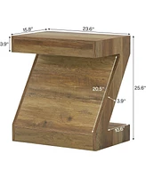 Tribesigns Wood Side End Table for Living Room, Bedside Nightstand for Bedroom, Z-Shaped