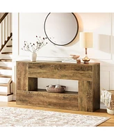 Tribesigns 63-Inch Farmhouse Console Table for Entryway, Living Room, Hallway, or Behind The Couch, Natural Brown Modern Long Entrance Foyer Accent Fu