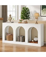 Tribesigns 70.9" Console Table with Storage, Wood Entryway Entry Table with 3 Arched Shelves for Foyer, Hallway, Living Room, Behind Couch Sofa,