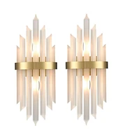 Moose Modern Gold Wall Sconces Set of Two Wall Light with Crystal Frosted Glass