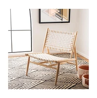 Soleil Leather Woven Accent Chair