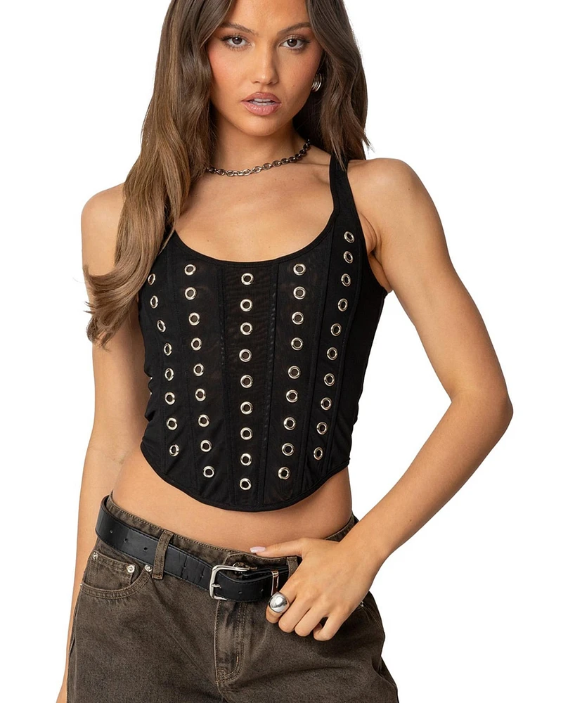 Edikted Womens Miki Grommet Corset