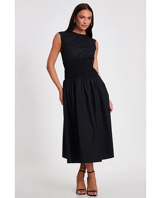 Quiz Women's Poplin Sheered Waist Maxi Dress