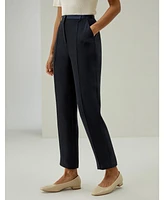 Sophisticated Slim-Fit Adjustable Silk Ankle Pants for Women