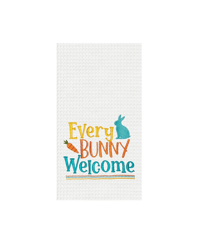 Every Bunny Welcome" Easter Rabbit Spring Theme Kitchen Dishtowel